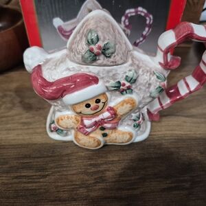Vintage Festive Gingerbread Man Holiday Teapot